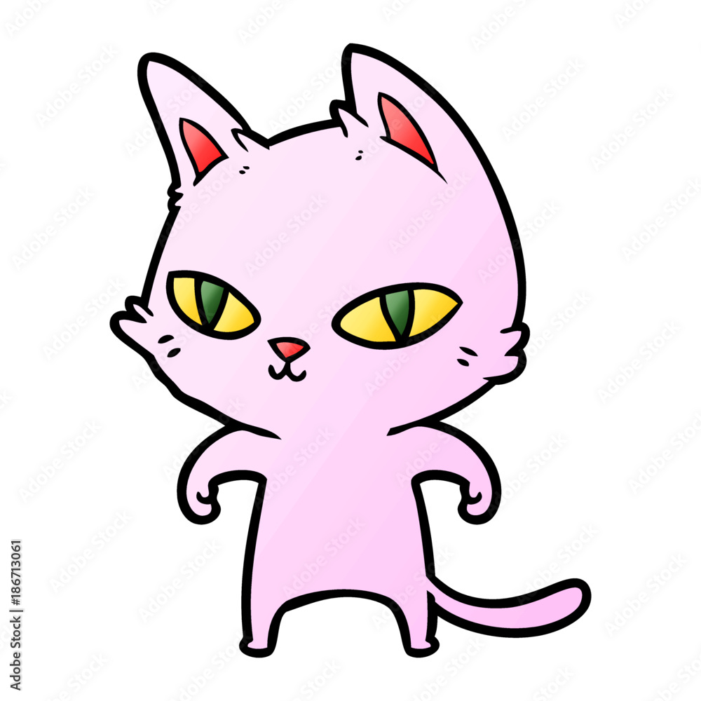 cartoon cat with bright eyes cartoon cat with bright eyes