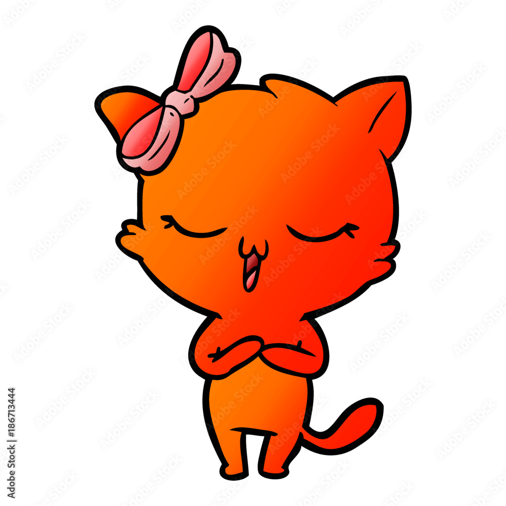 cartoon cat with bow on head cartoon cat with bow on head