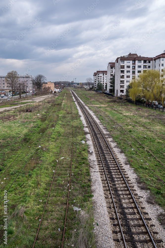 Belgrade, Serbia Marth 03, 2016: Railroad passing through Belgrade