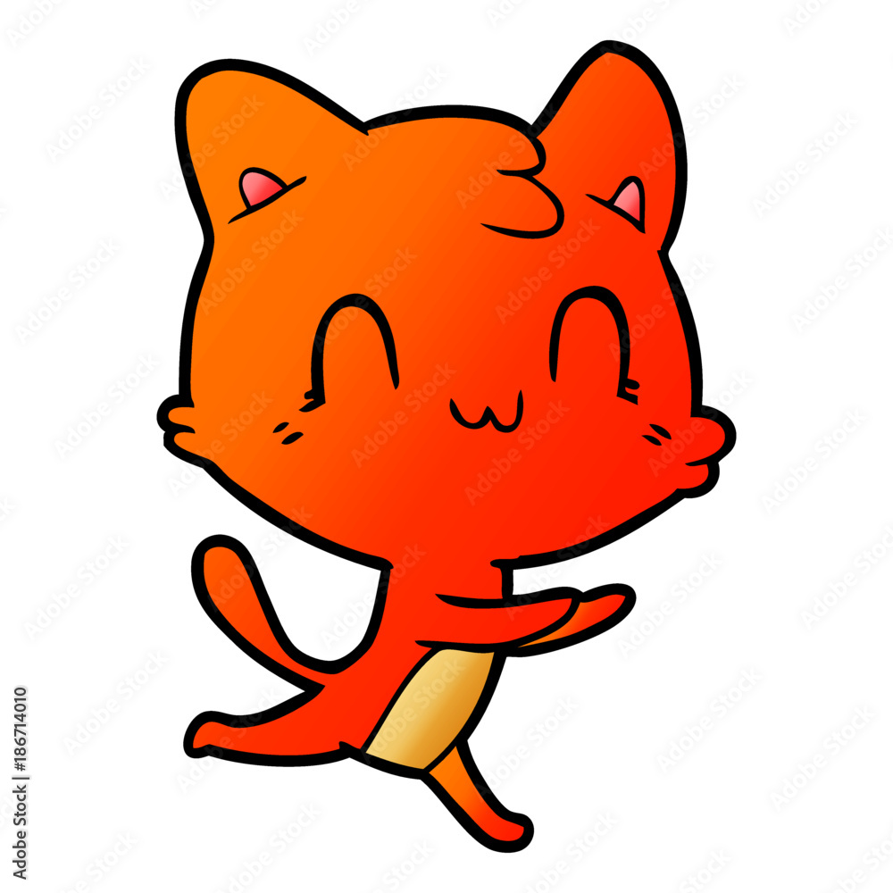 cartoon happy cat