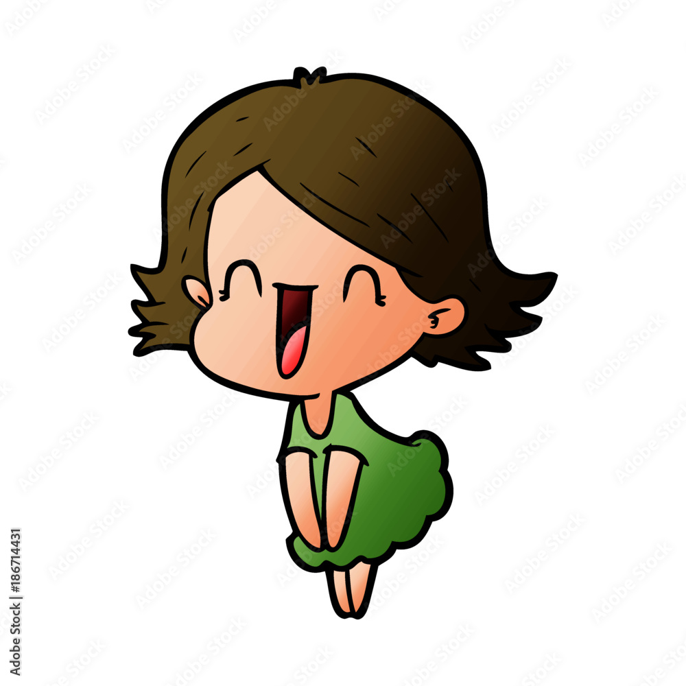 cartoon happy woman