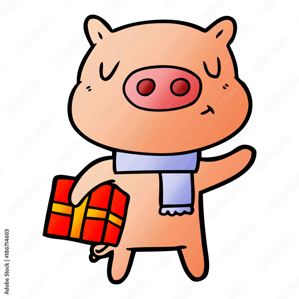 cartoon christmas pig
