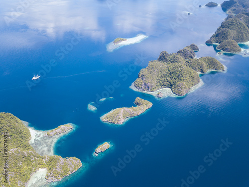 Aerial of Limestone Islands in Raja Ampat