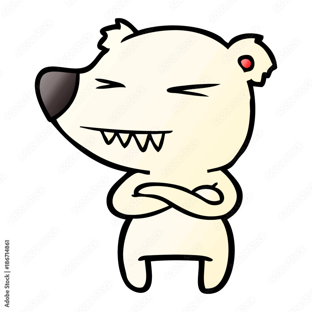 angry polar bear cartoon with folded arms angry polar bear cartoon with folded arms