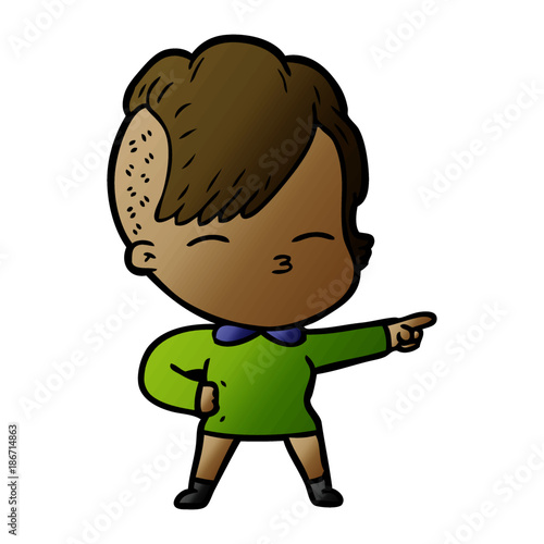 cartoon squinting girl