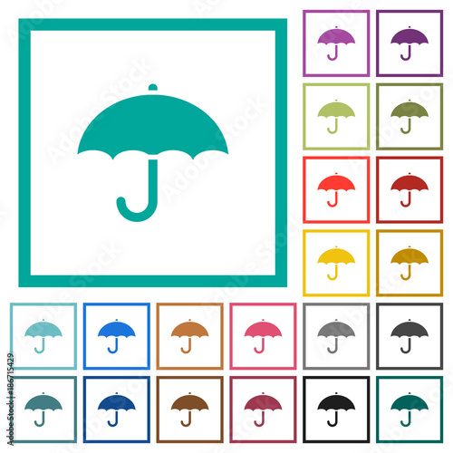 Umbrella flat color icons with quadrant frames