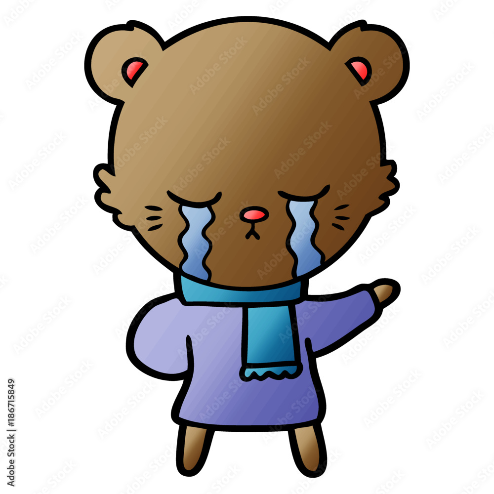 crying cartoon bear wearing winter clothes crying cartoon bear wearing winter clothes