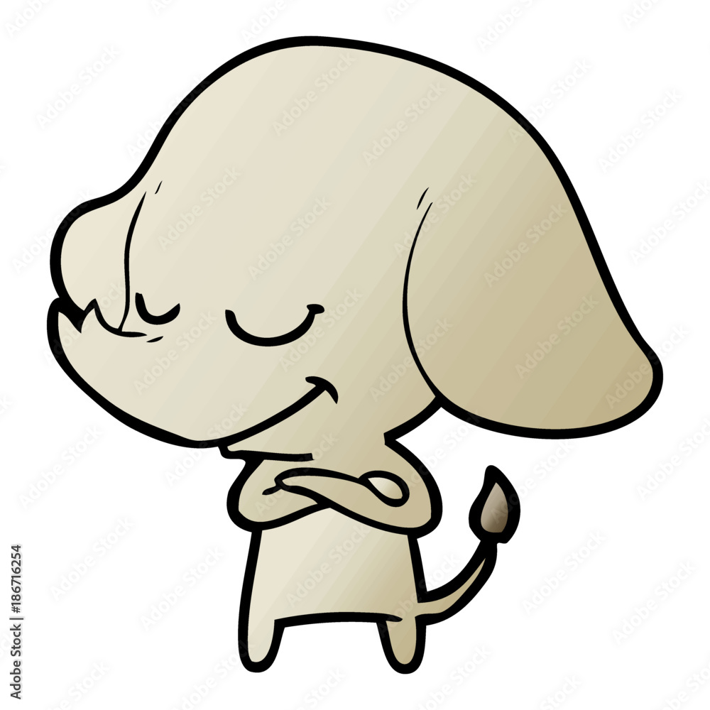 cartoon smiling elephant with crossed arms cartoon smiling elephant with crossed arms