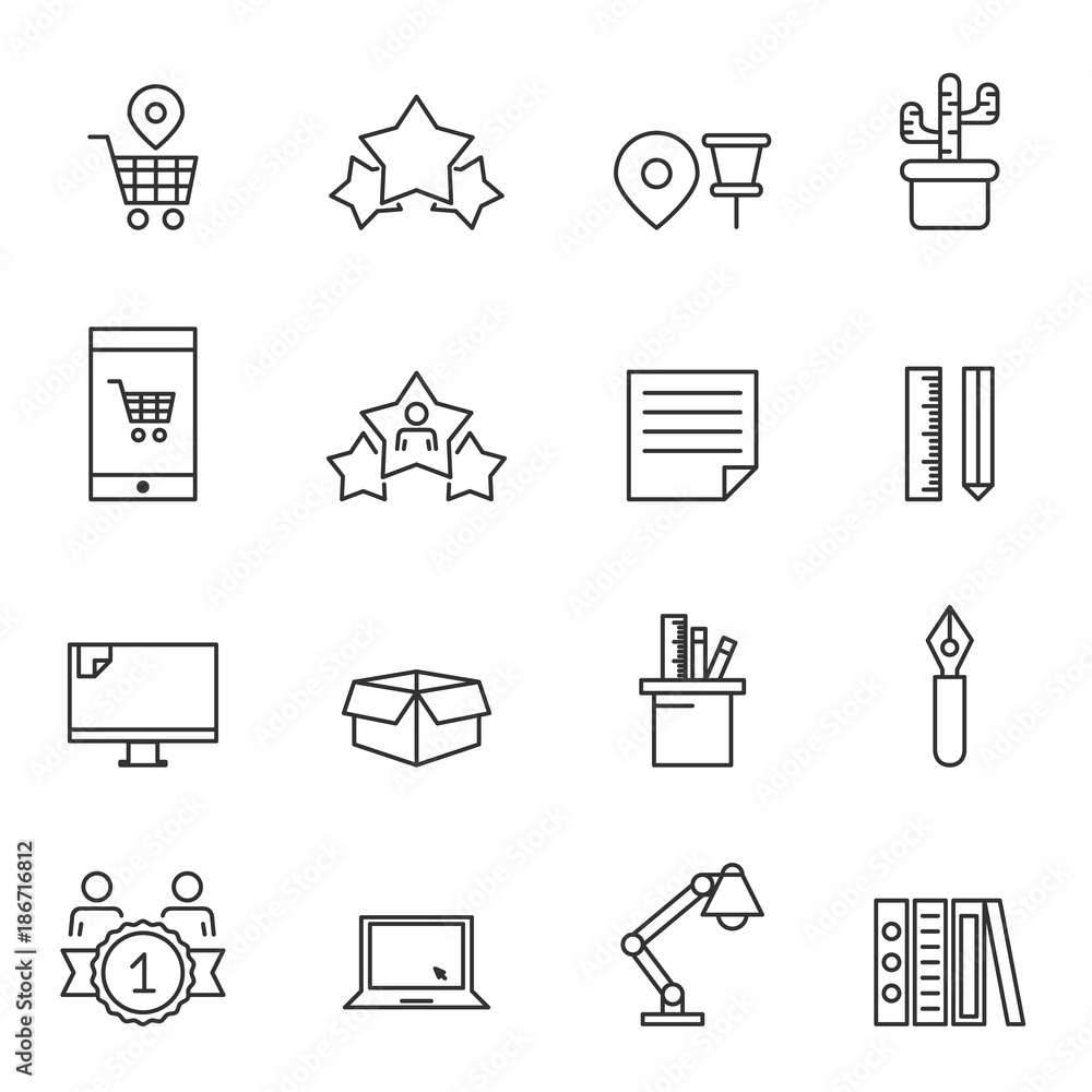 Business Office Workplace Vector Line Icons Business Office Workplace Vector Line Icons