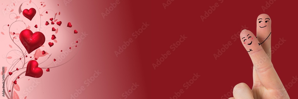 Valentine's fingers love couple and swirling hearts design Valentine's fingers love couple and swirling hearts design