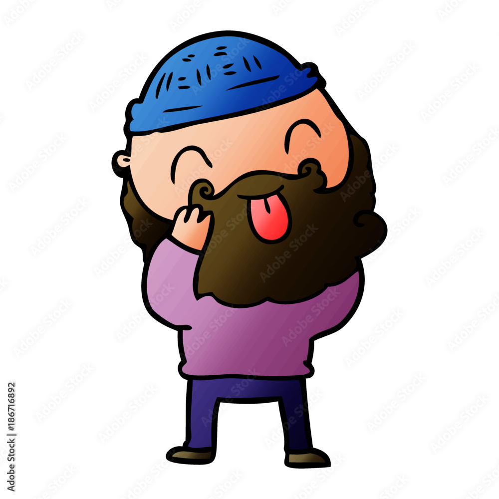 man with beard sticking out tongue