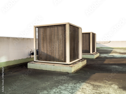 Air conditioner units (HVAC) on a roof of industrial building