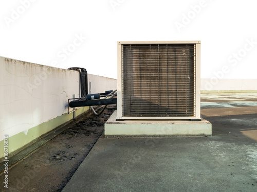 Air conditioner units (HVAC) on a roof of industrial building