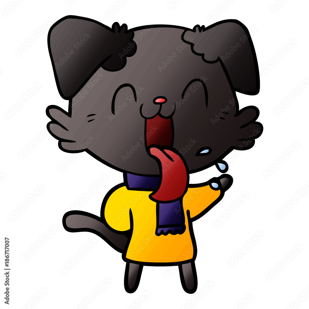 Obraz premium cartoon panting dog