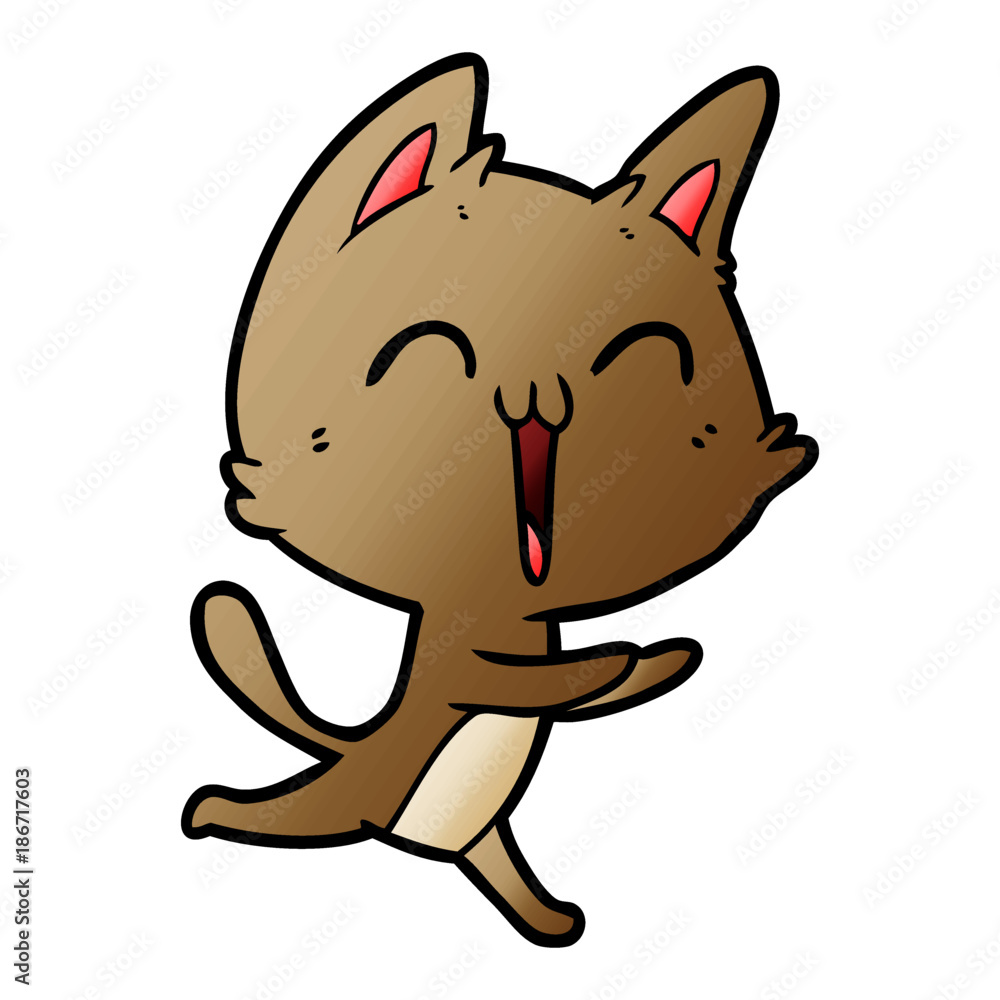 happy cartoon cat meowing happy cartoon cat meowing