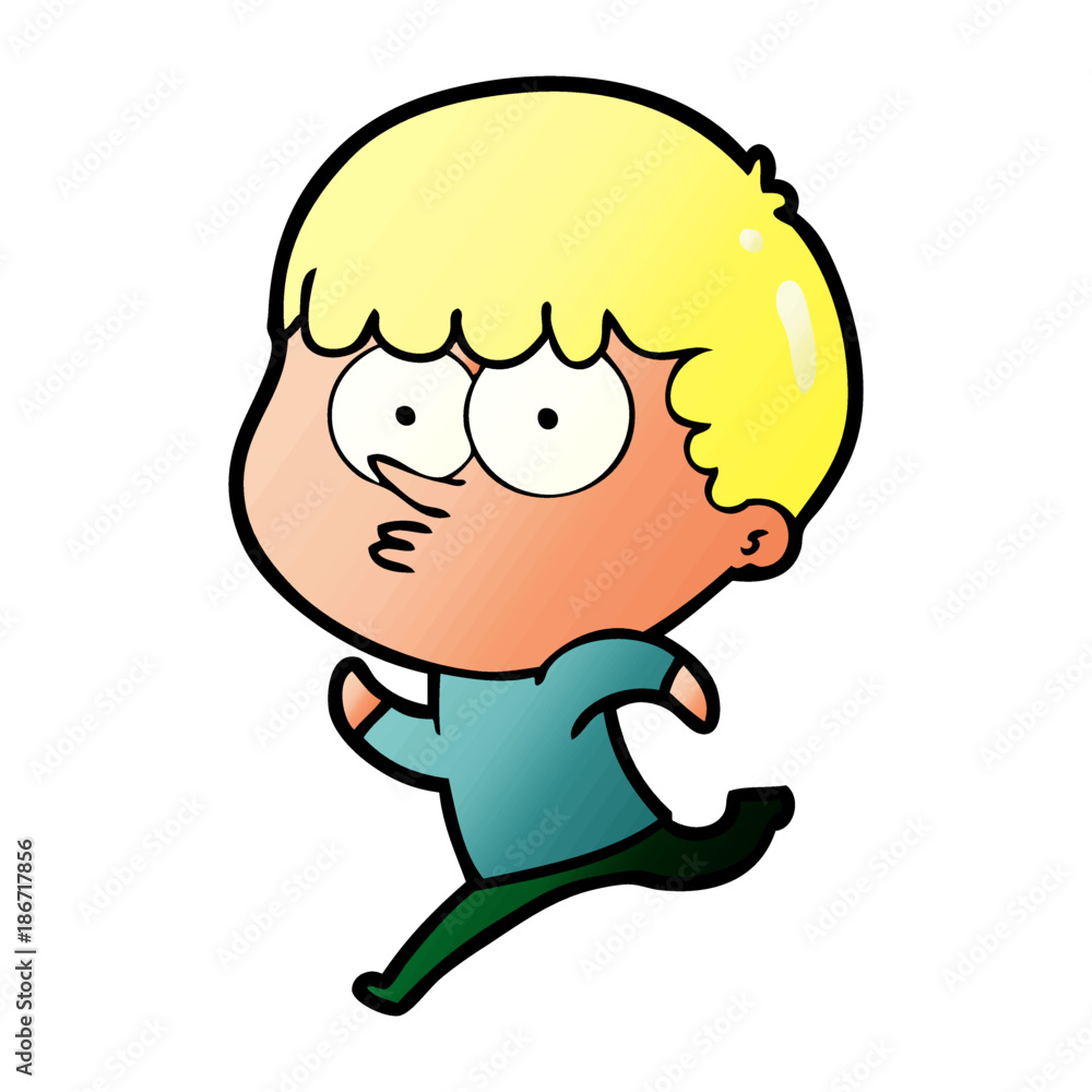 cartoon curious boy running cartoon curious boy running