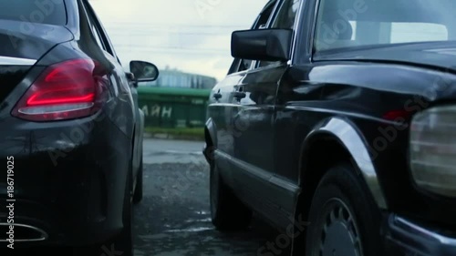 Suitcase was passed from hand to hand cars, the deal was. Suitcase from hand to hand. Case with money transfer for transactions