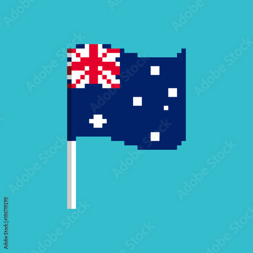 Australia Pixel flag. Pixelated banner Australian. political bit icon. Vector illustration