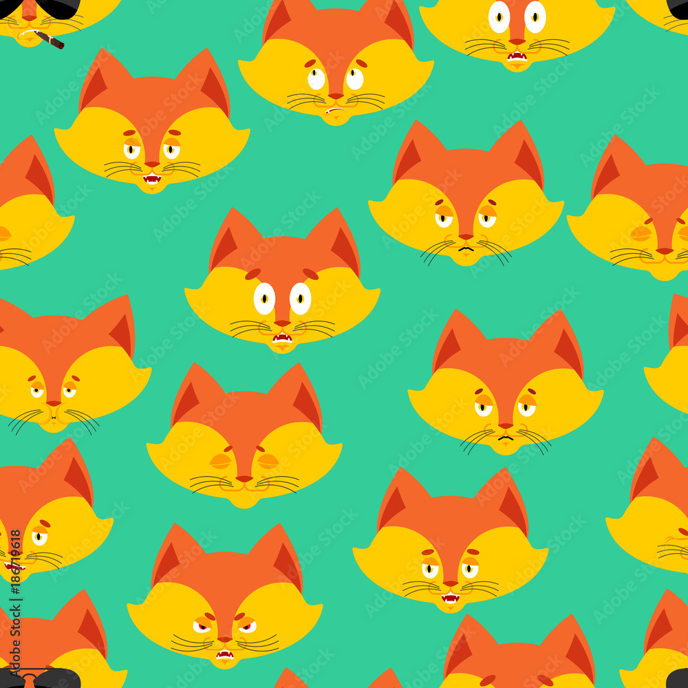 Fox head pattern. Animal background. Ornament face wild beast. Vector illustration Fox head pattern. Animal background. Ornament face wild beast. Vector illustration