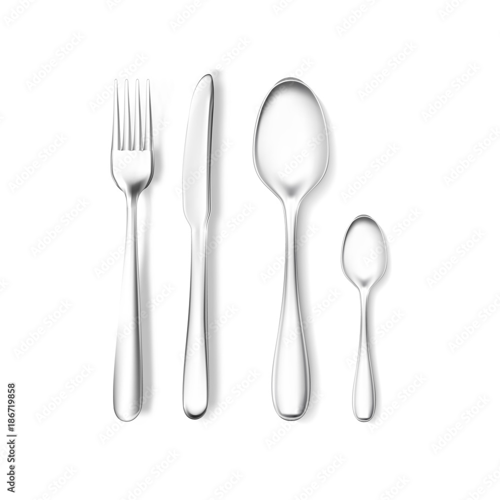Realistic vector fork and knife, spoons mockup. Realistic vector fork and knife, spoons mockup.
