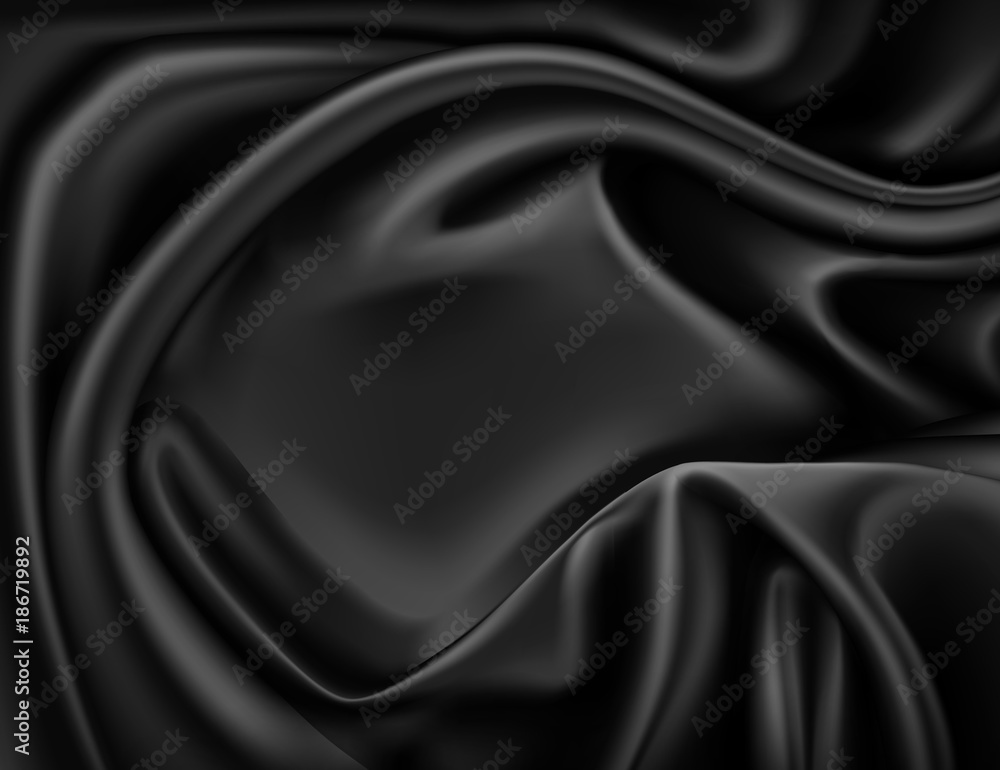 Vector luxury realistic black silk, satin textile Vector luxury realistic black silk, satin textile