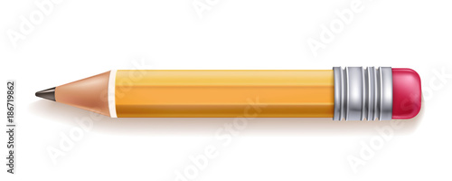 Vector realistic yellow wood pencil rubber eraser photo