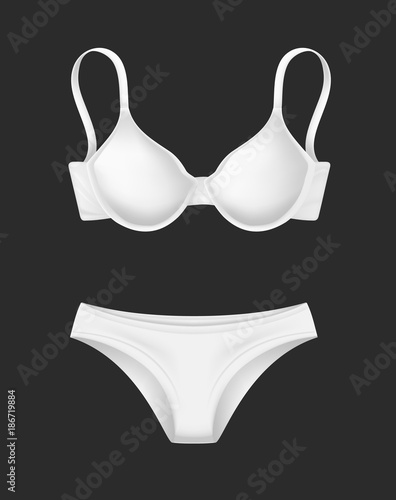 vector realistic white bra panties template mockup