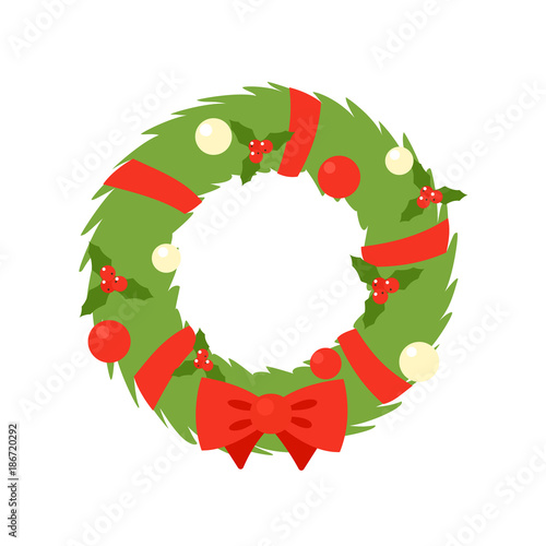 Christmas wreath simple icon