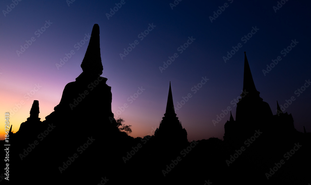 Three ancient pagoda at wat Phra Sri Sanphet, Ayutthaya Historical Park, Thailand