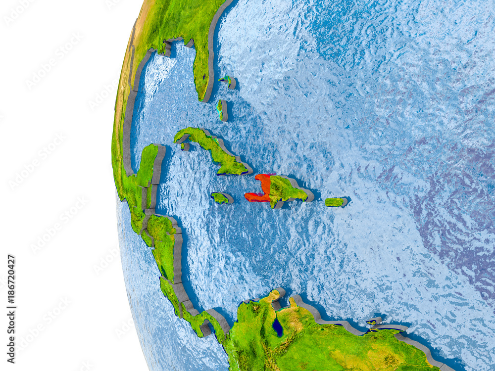 Map of Haiti on model of globe