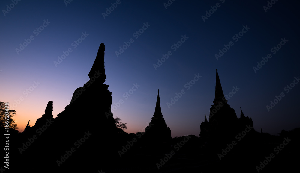 Three ancient pagoda at wat Phra Sri Sanphet, Ayutthaya Historical Park, Thailand