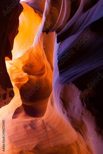 Lower Antelope Sandstone Beauty. Colorful red and orange sandstone formations inside lower antelope canyon, Arizona