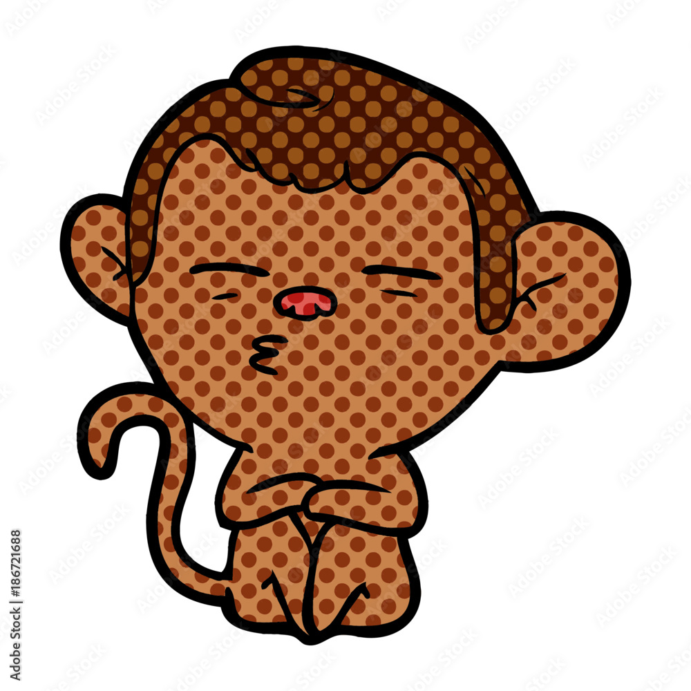 Obraz premium cartoon suspicious monkey