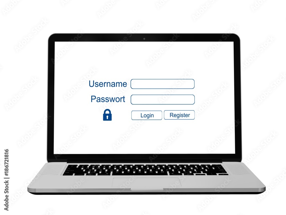 Passwort Login Computer security or safety concept on a Laptop Passwort Login Computer security or safety concept on a Laptop