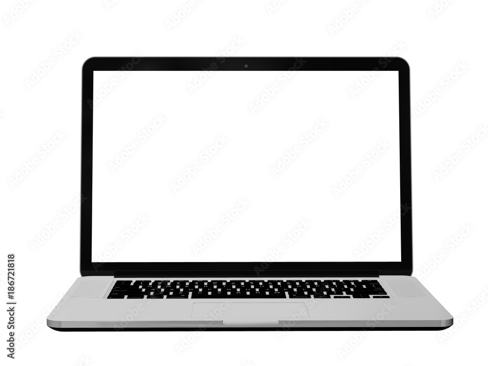 Laptop with blank screen isolated on white Laptop with blank screen isolated on white