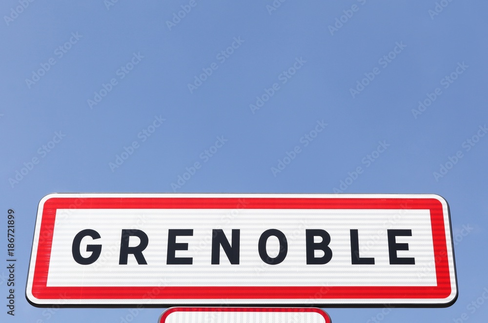 Fototapeta premium Grenoble city road sign in France