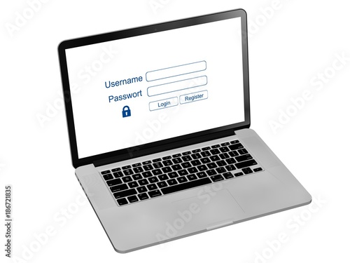 Passwort Login Computer security or safety concept on a Laptop