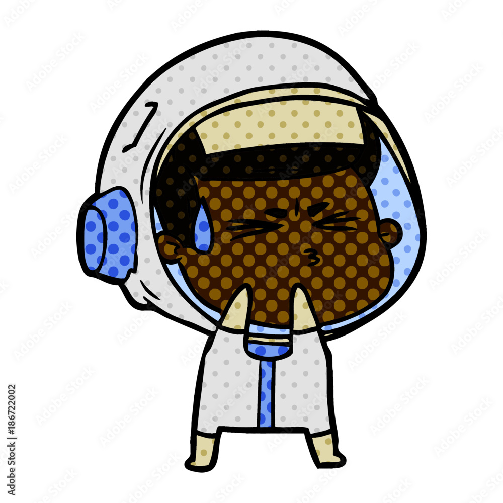 Obraz premium cartoon stressed astronaut