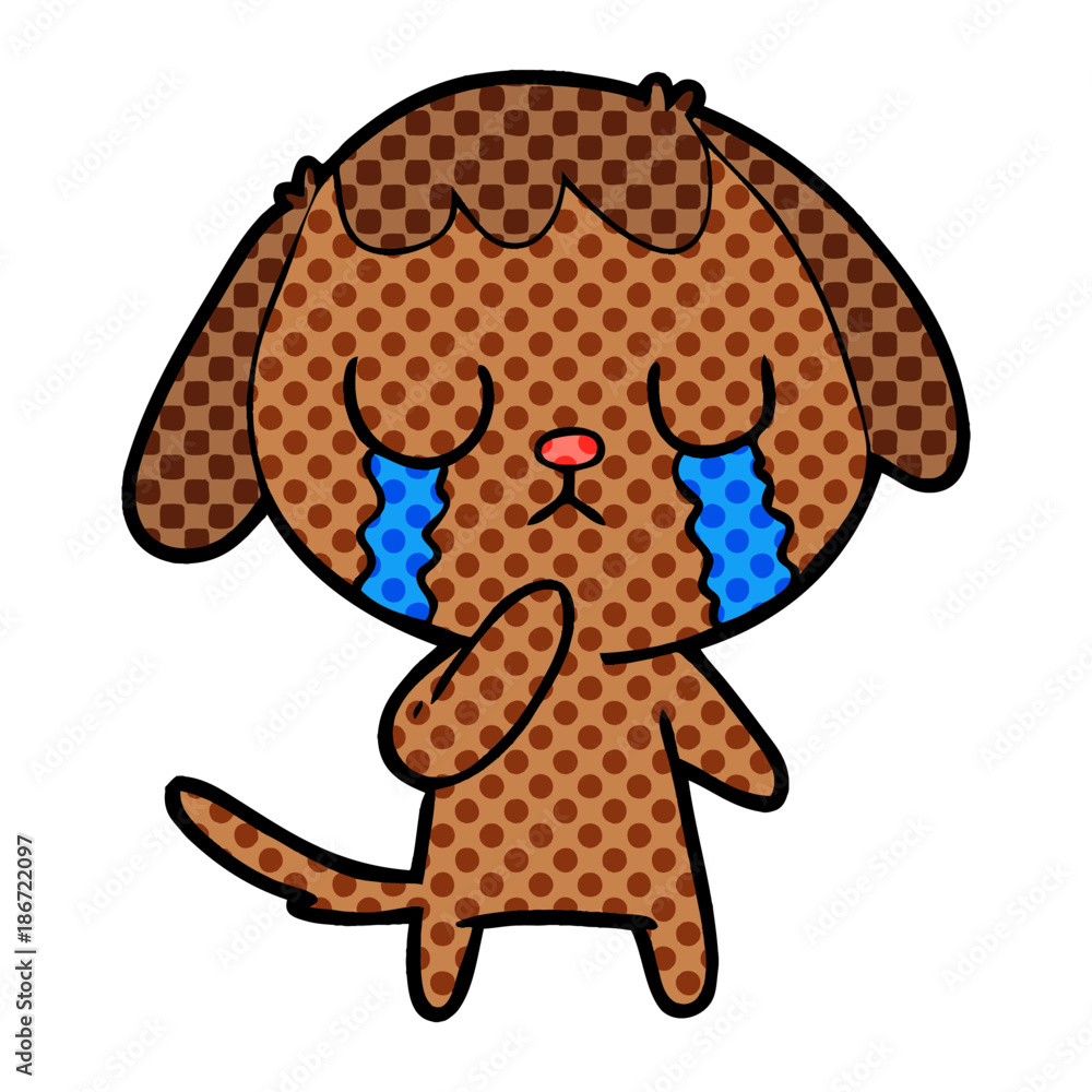 Fototapeta premium cute cartoon dog crying