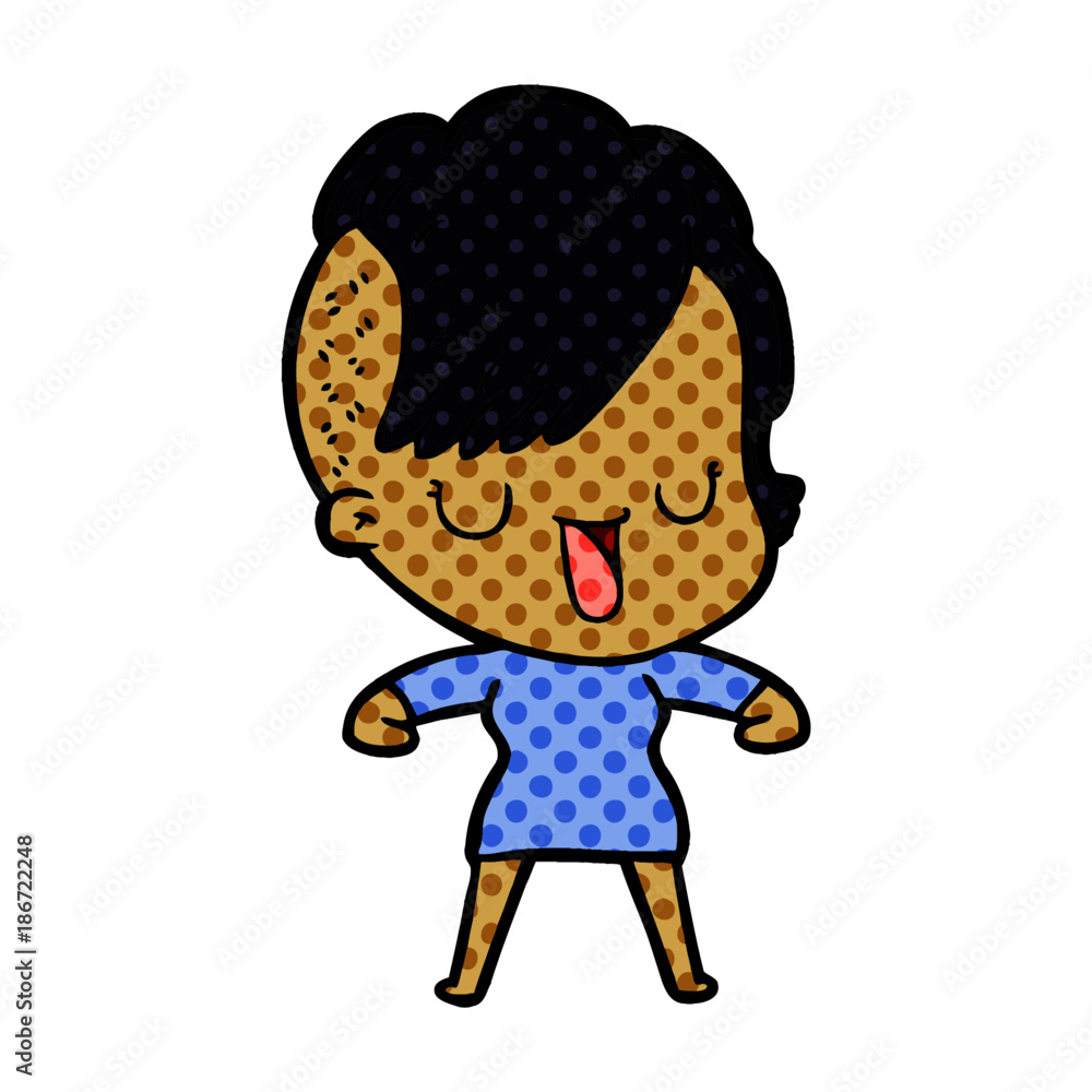 cute cartoon girl with hipster haircut cute cartoon girl with hipster haircut