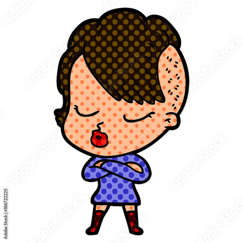 cartoon pretty hipster girl