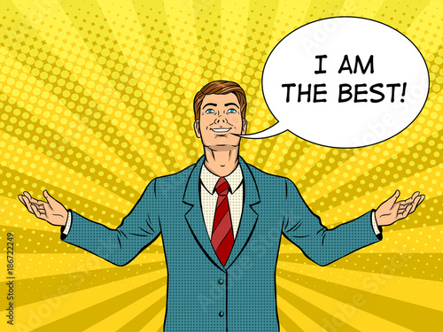 Happy businessman rain pop art vector