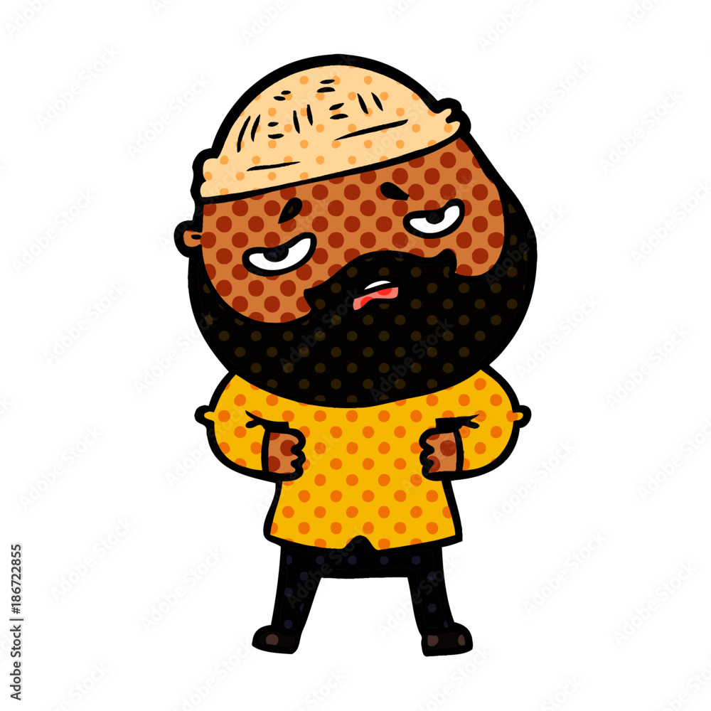 cartoon worried man with beard cartoon worried man with beard