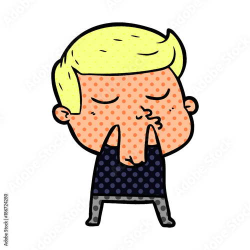 cartoon model guy pouting