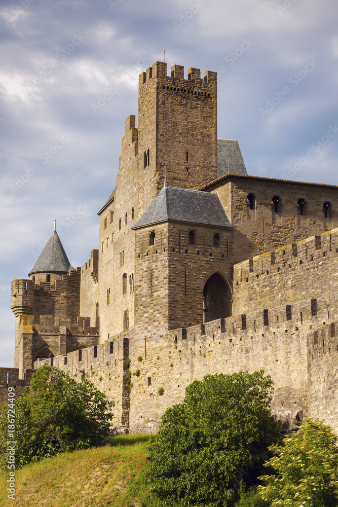 Fortified wall of Carcassonne, Occitanie, France. Fortified wall of Carcassonne, Occitanie, France.