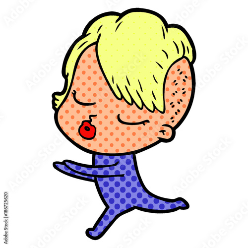 cartoon pretty hipster girl