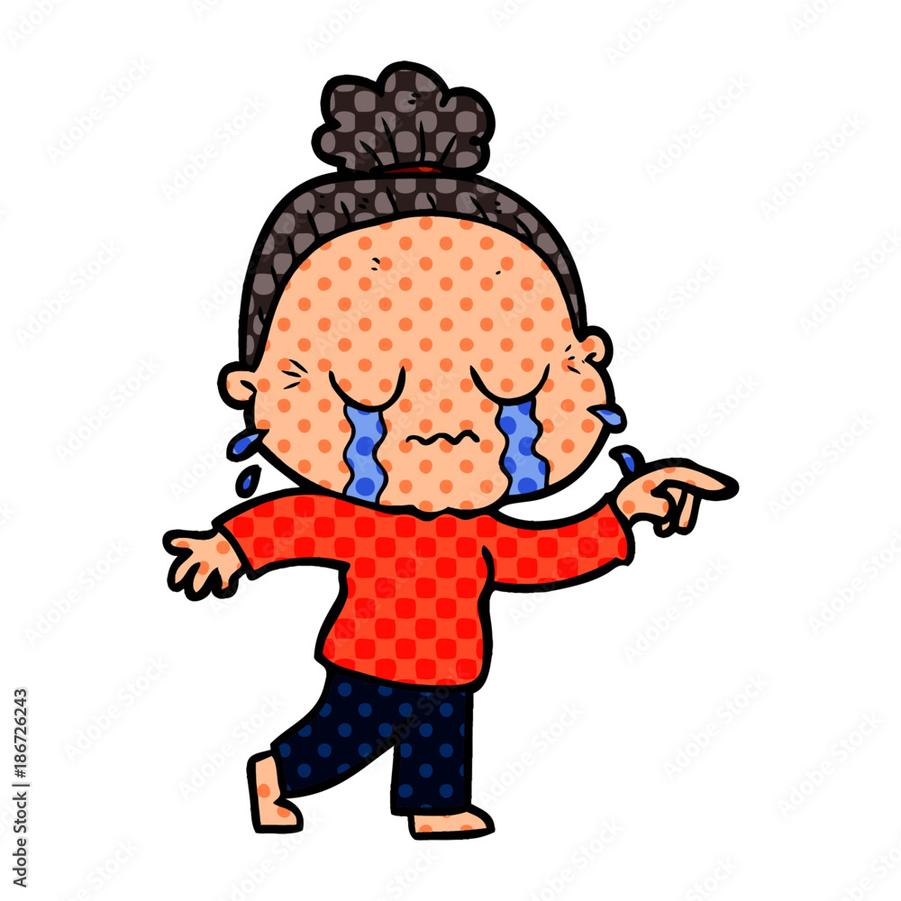 cartoon crying old lady