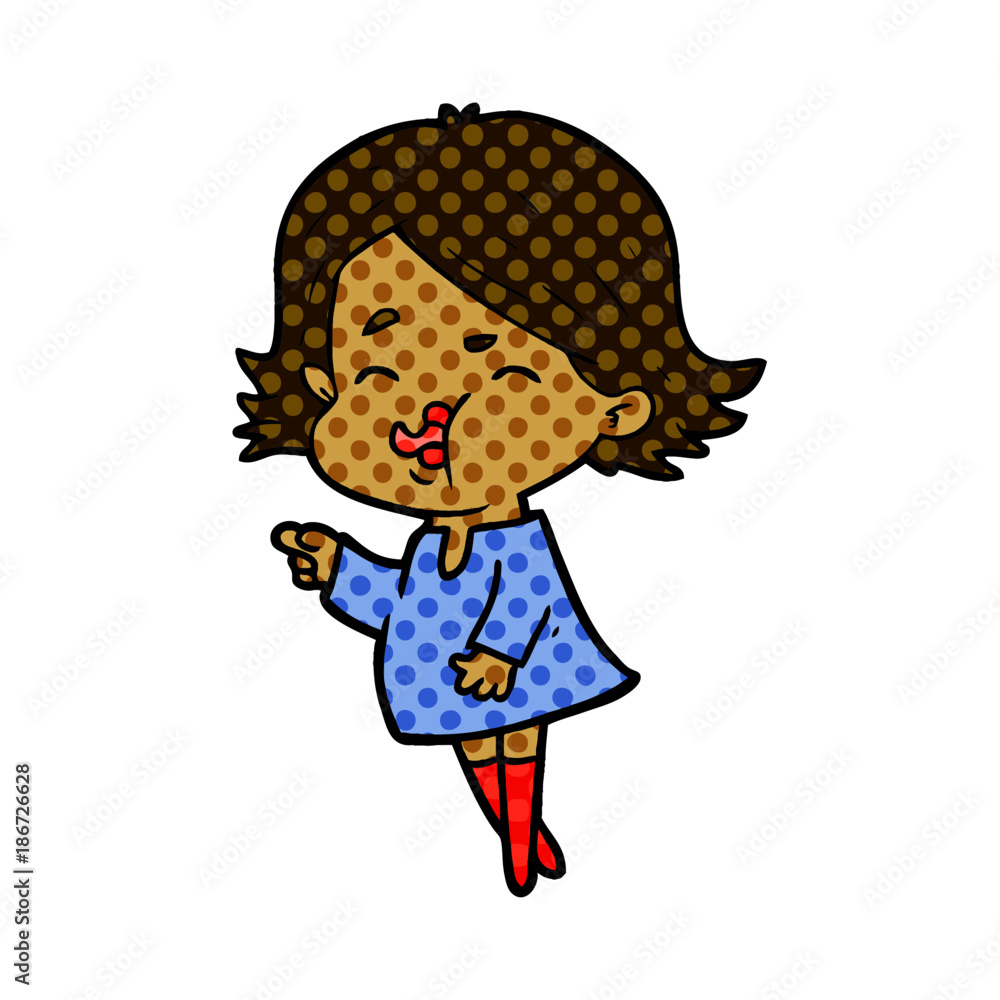 cartoon girl pulling face