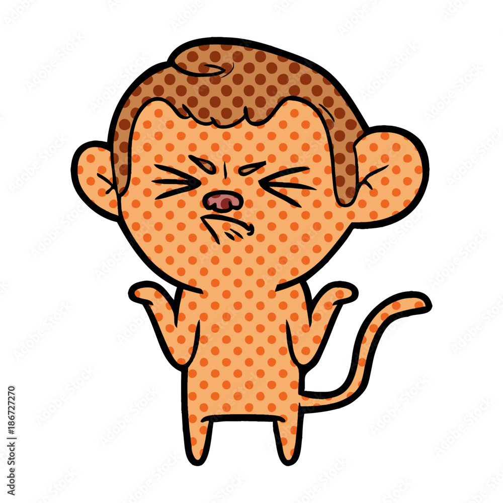 Fototapeta premium cartoon annoyed monkey