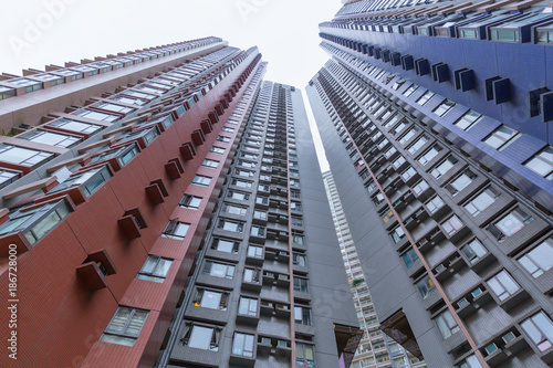 Photography high rises accommodation building of cityscape in hongkong